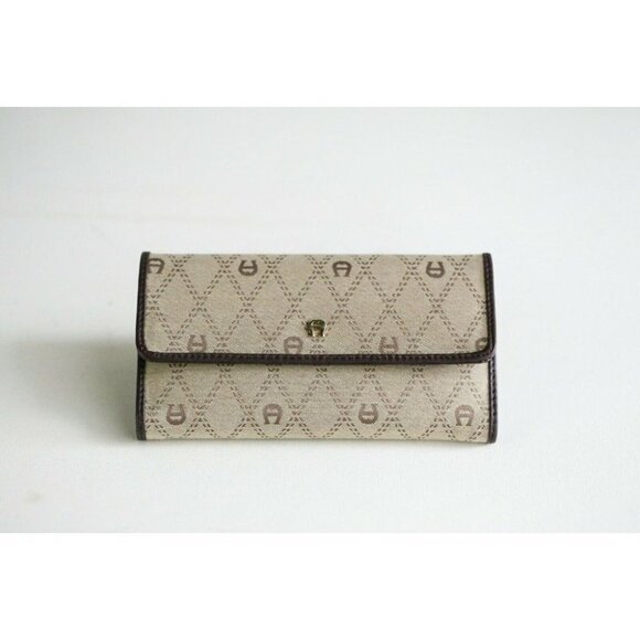 Brand New Etienne Aigner Canvas Leather Monogram  Large Tri Fold Wallet - Picture 7 of 10